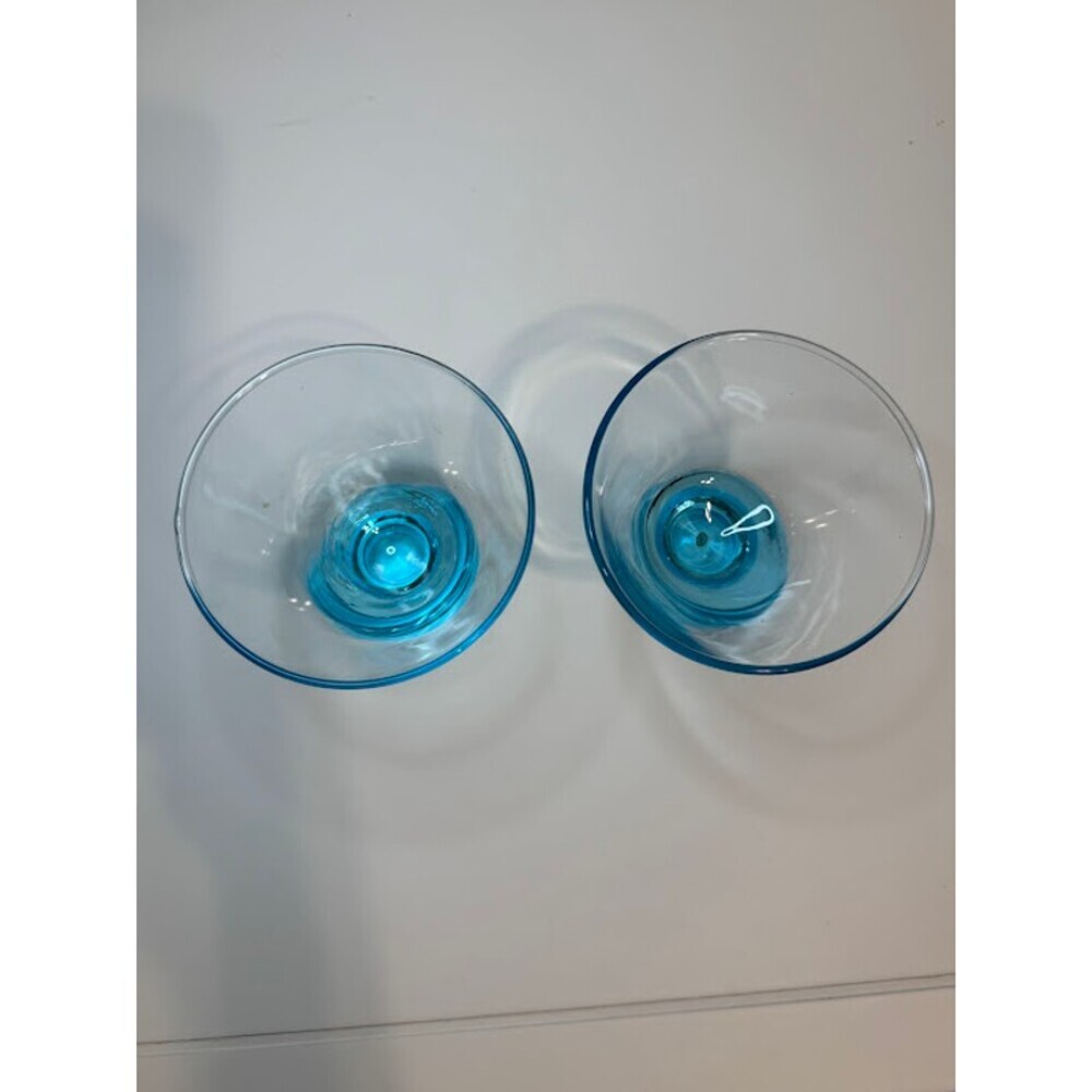 Set of 2 Aqua Blue Stemless Martini Glasses - Picture 2 of 4